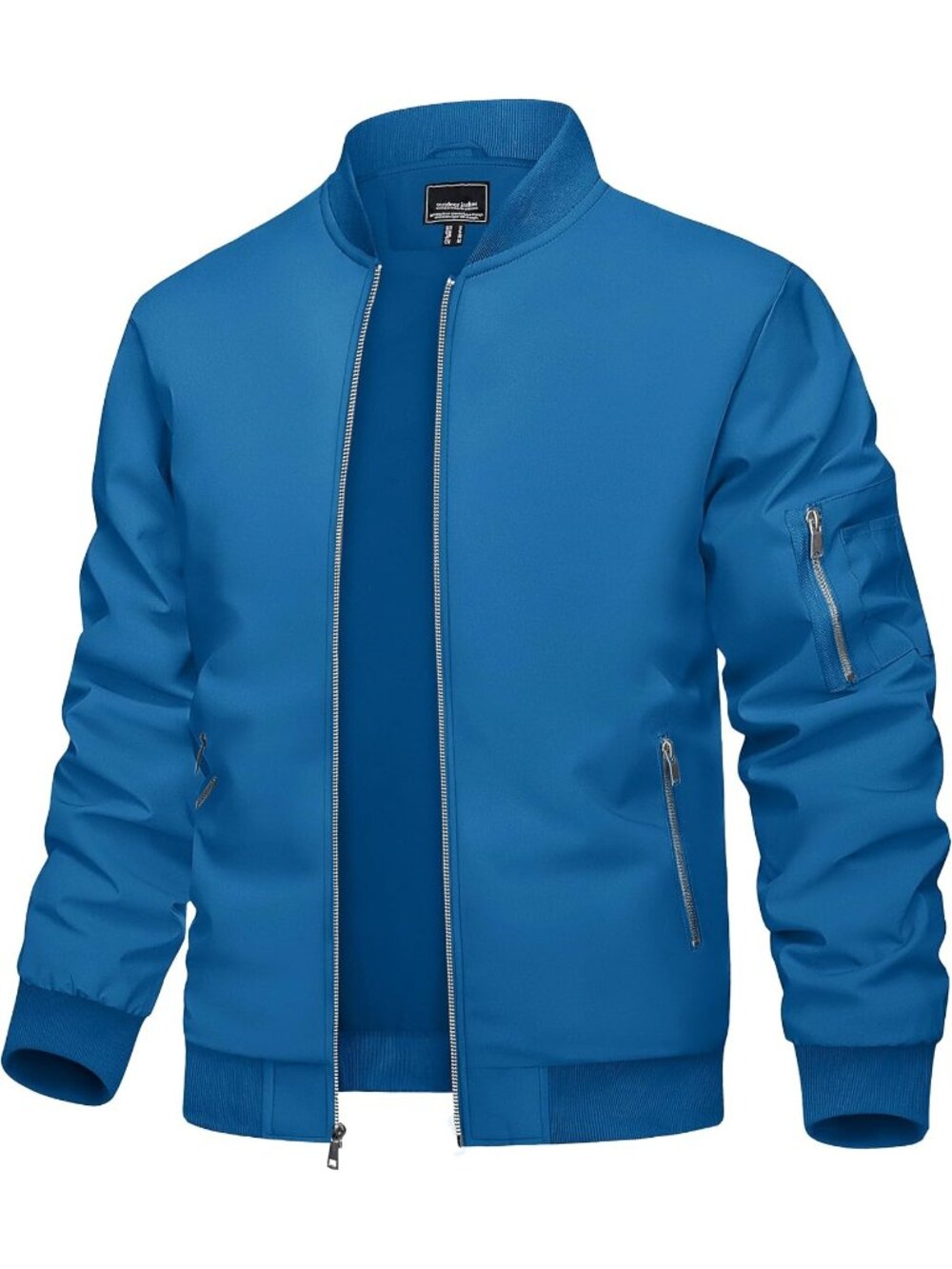🆕Men's Blue Green Bomber Jacket Lightweight Spring Fall Windbreaker Casual